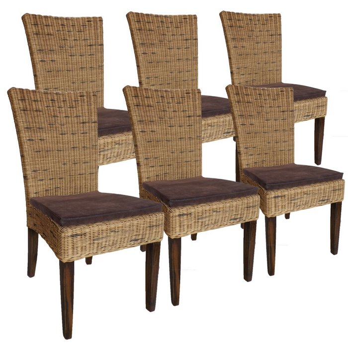 campingstühle 6er set Esszimmer Stühle 6er Set Rattanstühle Wintergarten Korbstühle Cardine –  Heimathafen Shop