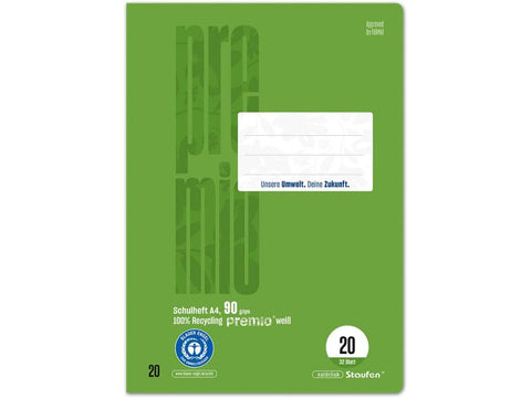 Staufen "Premio" Doppelschulheft DIN A4, Lineatur 20 (32 Blatt)