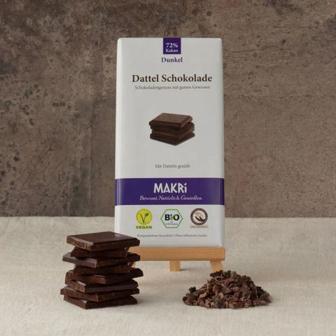 4x MAKRi Dattel Schokolade - Dunkel 72% - 425g