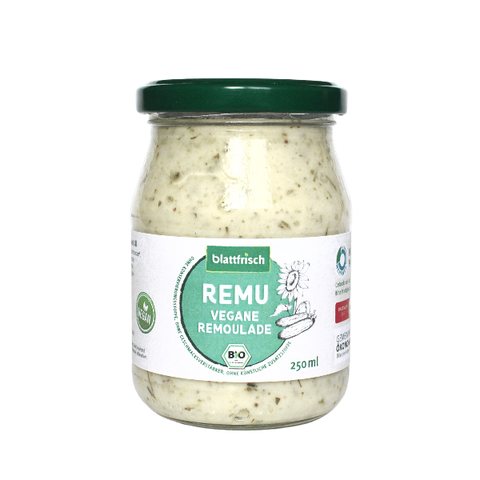 6x REMU - vegane Remoulade mit Sonnenblumenöl, Gurken und Dill Pfandglas 250 ml