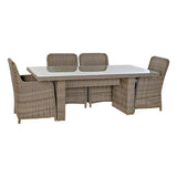 Tisch-Set mit 6 Stühlen -  Stahl, Rattan (7-teilig)