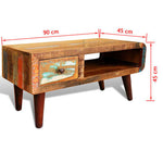 Couchtisch mit Abgerundeter Kante 1 Schublade Altholz