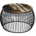 Couchtisch Rund Altholz Massiv 68x37 cm