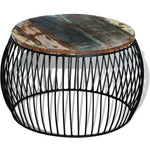 Couchtisch Rund Altholz Massiv 68x37 cm