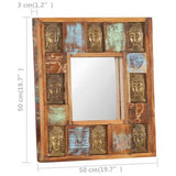 Spiegel mit Buddha-Verzierung 50x50 cm Recyceltes Massivholz