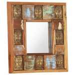 Spiegel mit Buddha-Verzierung 50x50 cm Recyceltes Massivholz