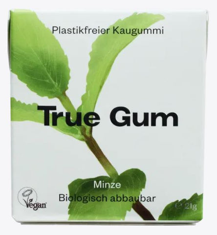 True Gum Kaugummi plastikfrei vegan zuckerfrei Minze 21g